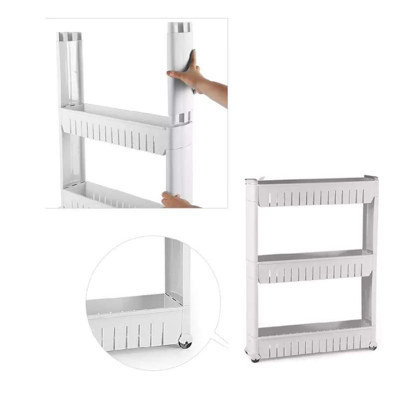 3 Layer Storage Organizer Slim Rack Shelf with Wheels