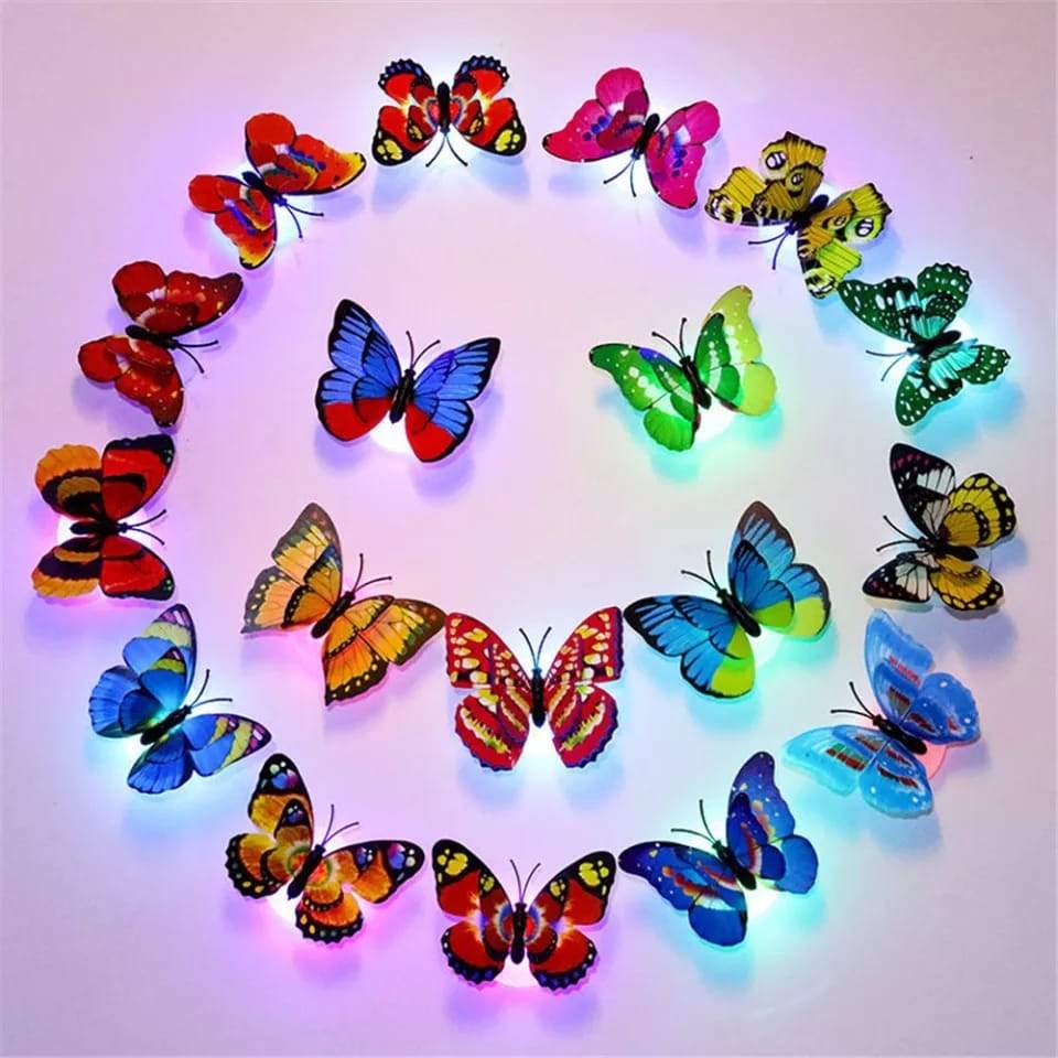 6 Pc LED Butterfly Decoration 3D Wall Stickers