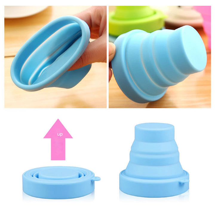 Reusable Silicone travel portable folding coffee water glass