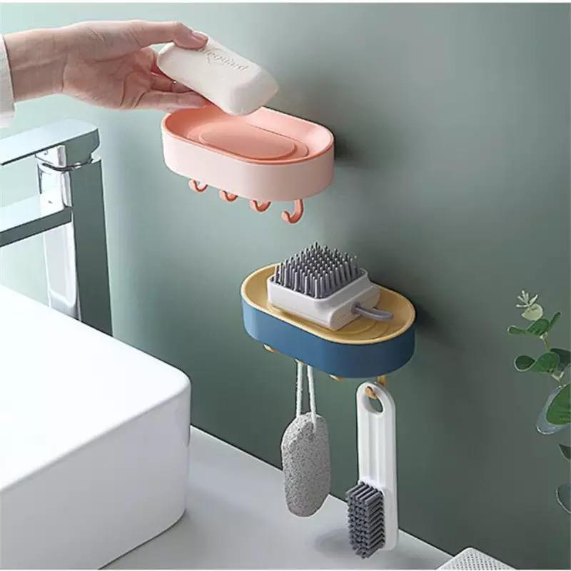 Double Layer Soap Holder with Hooks