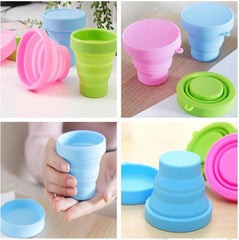 Reusable Silicone travel portable folding coffee water glass