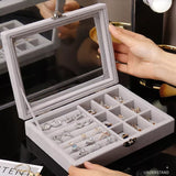 Velvet Rings & Earrings Organizer Storage Box