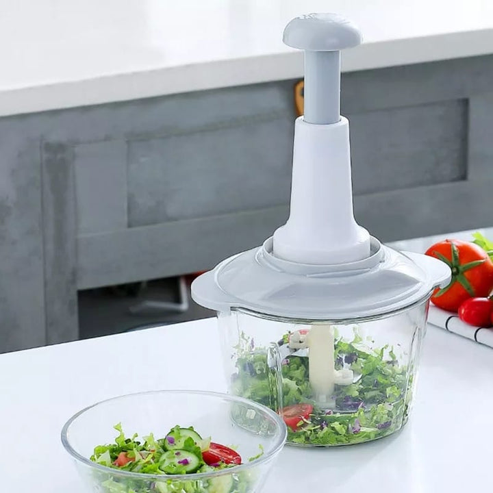 Manual Food Chopper, 1500ML Speedy With 4 Curved Stainless Steel Blades