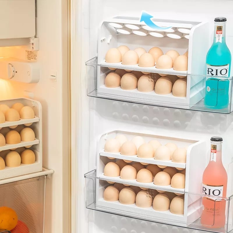 30 Grid Egg Holder for Refrigerator 3-Layer Egg Storage Container