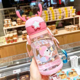 Children Baby Boy Girl Water Bottle for School Outdoor Travel Cute Cartoon Shoulder Strap Lovely Deer Bottlle