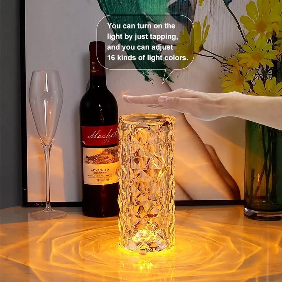 Crystal Rose Diamond Night Lamp - USB Remote Desk Lamp - 16 Color RGB Changing Mode LED Lights