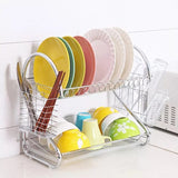 2 Layer Dish Drying Rack With Cup & Knife Holder