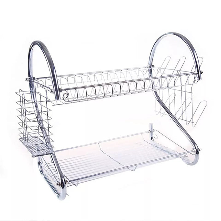 2 Layer Dish Drying Rack With Cup & Knife Holder