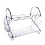 2 Layer Dish Drying Rack With Cup & Knife Holder