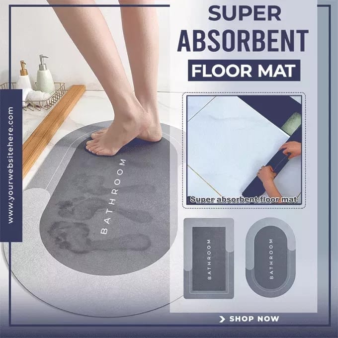 Printed Bath Mat Water Absorbent Non-Slip