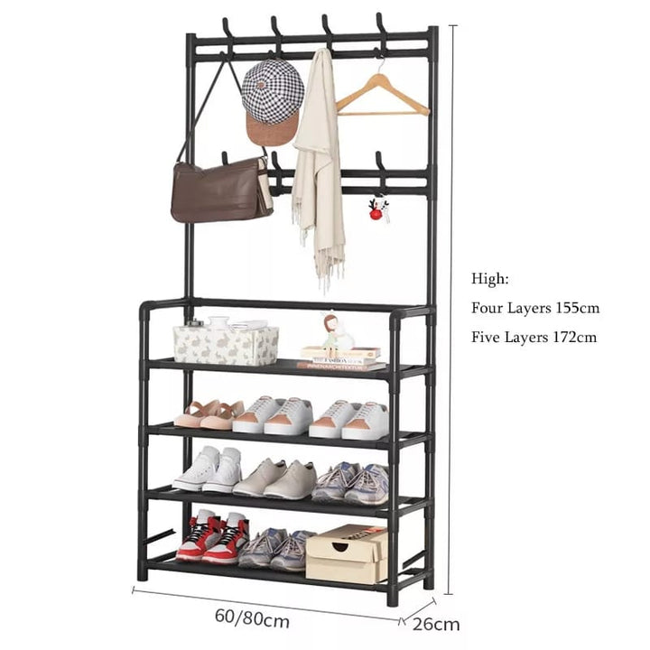 Multifunction 5 Layers Shoe Rack  With Clothes  Rack