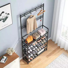 Multifunction 5 Layers Shoe Rack  With Clothes  Rack