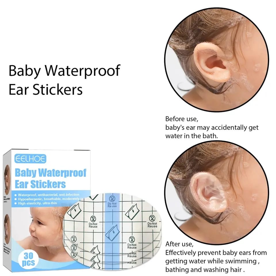 30pcs Baby Waterproof Ear Stickers Bath Swimming Infant Newborn Ear Care Paste