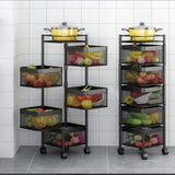 Multi-layer Rotating Stackable Metal Basket Kitchen Storage Shelf