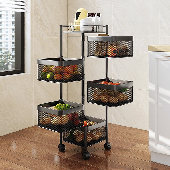 Multi-layer Rotating Stackable Metal Basket Kitchen Storage Shelf