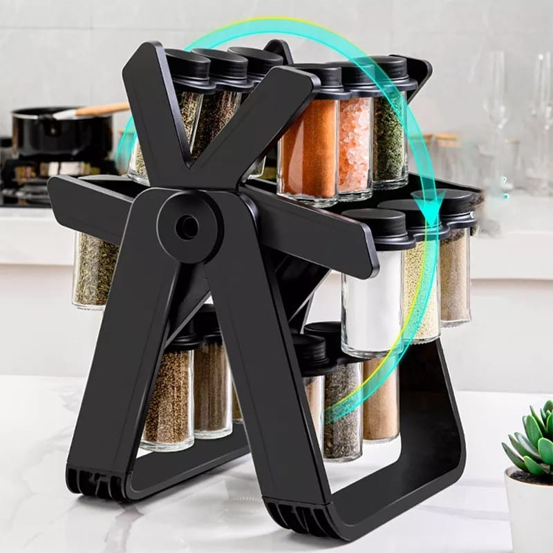 Rotating Spice Rack With 18Pcs Jar