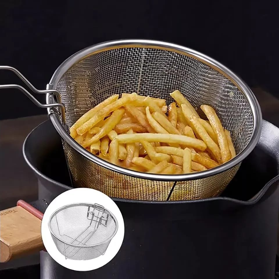 Frying Basket Portable Stainless Steel Chip Deep Fry Chicken Basket with Handle