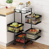 Multi-layer Rotating Stackable Metal Basket Kitchen Storage Shelf